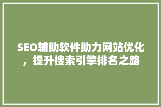 SEO辅助软件助力网站优化，提升搜索引擎排名之路