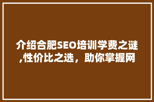 介绍合肥SEO培训学费之谜,性价比之选，助你掌握网络营销之路