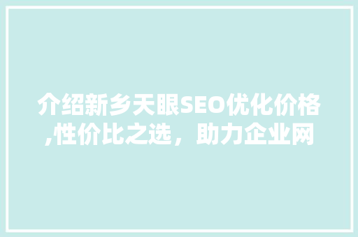 介绍新乡天眼SEO优化价格,性价比之选，助力企业网站流量翻倍