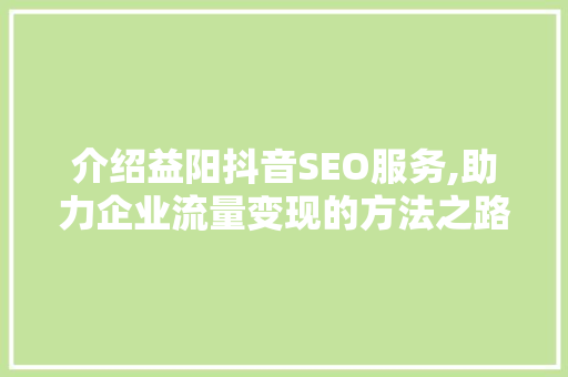介绍益阳抖音SEO服务,助力企业流量变现的方法之路