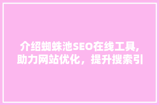 介绍蜘蛛池SEO在线工具,助力网站优化，提升搜索引擎排名
