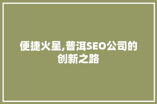 便捷火星,普洱SEO公司的创新之路