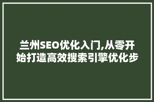 兰州SEO优化入门,从零开始打造高效搜索引擎优化步骤
