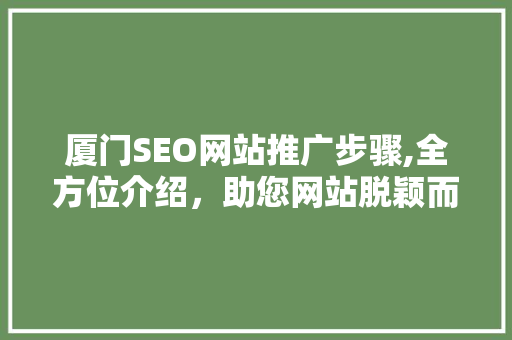 厦门SEO网站推广步骤,全方位介绍，助您网站脱颖而出