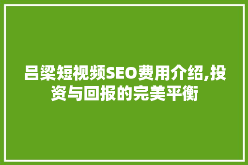 吕梁短视频SEO费用介绍,投资与回报的完美平衡