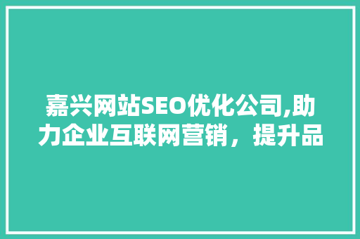 嘉兴网站SEO优化公司,助力企业互联网营销，提升品牌影响力