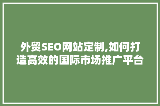 外贸SEO网站定制,如何打造高效的国际市场推广平台