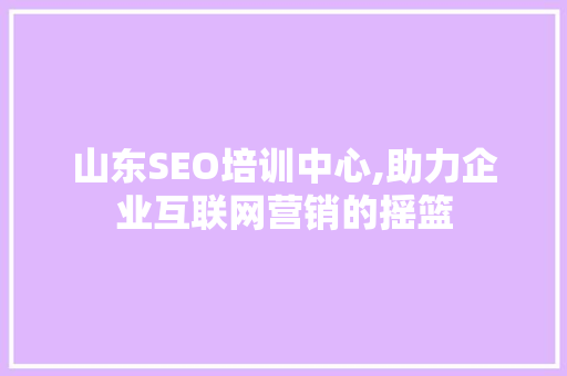 山东SEO培训中心,助力企业互联网营销的摇篮