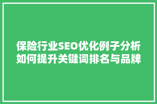保险行业SEO优化例子分析如何提升关键词排名与品牌知名度