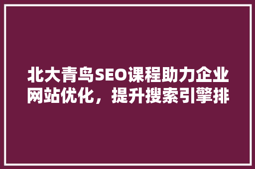 北大青鸟SEO课程助力企业网站优化，提升搜索引擎排名  第1张