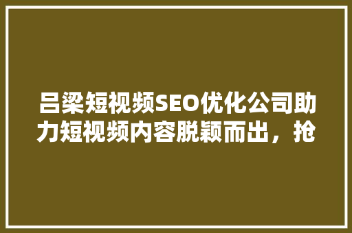 吕梁短视频SEO优化公司助力短视频内容脱颖而出，抢占流量高地