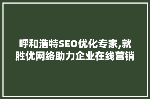 呼和浩特SEO优化专家,就胜优网络助力企业在线营销新篇章