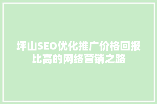 坪山SEO优化推广价格回报比高的网络营销之路