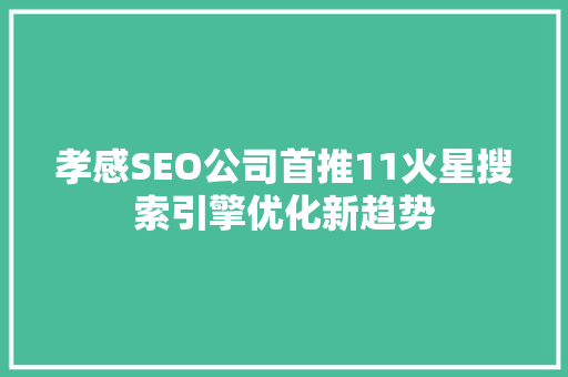孝感SEO公司首推11火星搜索引擎优化新趋势