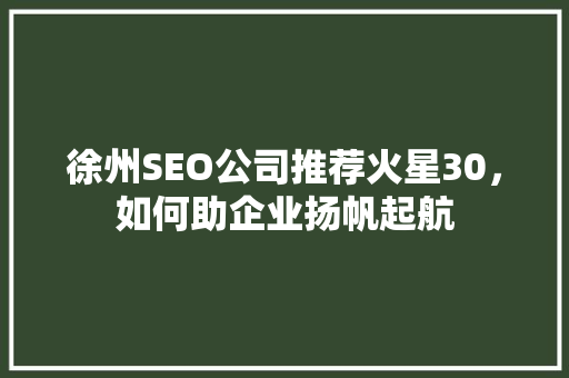 徐州SEO公司推荐火星30，如何助企业扬帆起航  第1张
