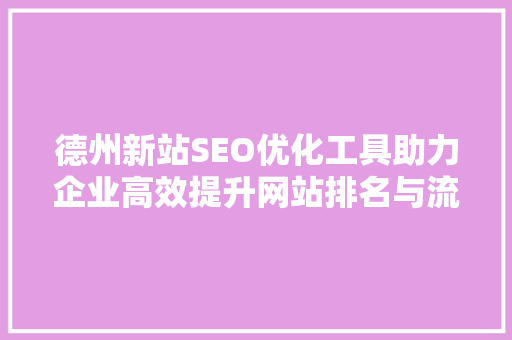 德州新站SEO优化工具助力企业高效提升网站排名与流量