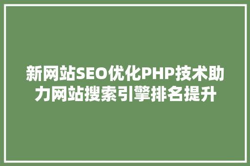 新网站SEO优化PHP技术助力网站搜索引擎排名提升