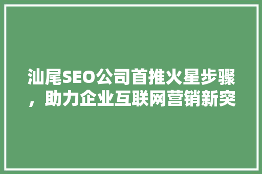 汕尾SEO公司首推火星步骤，助力企业互联网营销新突破
