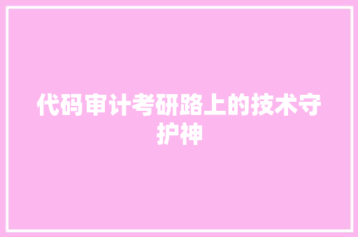 代码审计考研路上的技术守护神
