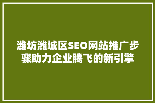 潍坊潍城区SEO网站推广步骤助力企业腾飞的新引擎
