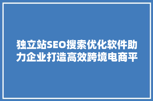 独立站SEO搜索优化软件助力企业打造高效跨境电商平台