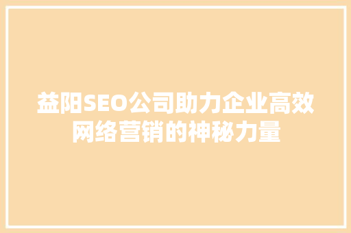 益阳SEO公司助力企业高效网络营销的神秘力量