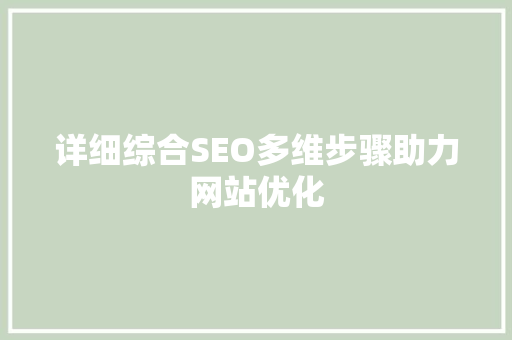 详细综合SEO多维步骤助力网站优化
