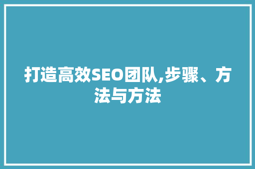 打造高效SEO团队,步骤、方法与方法  第1张