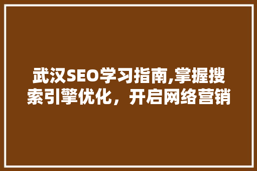 武汉SEO学习指南,掌握搜索引擎优化，开启网络营销新篇章