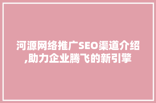 河源网络推广SEO渠道介绍,助力企业腾飞的新引擎