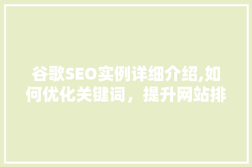 谷歌SEO实例详细介绍,如何优化关键词，提升网站排名
