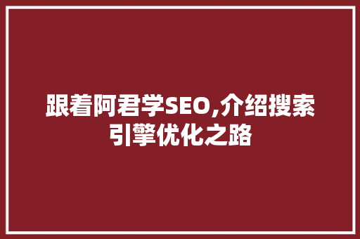 跟着阿君学SEO,介绍搜索引擎优化之路