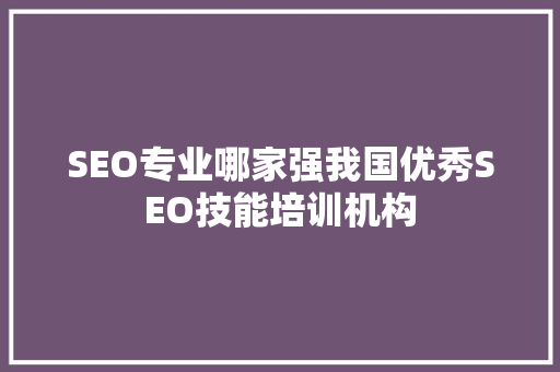 SEO专业哪家强我国优秀SEO技能培训机构