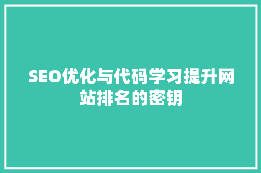SEO优化与代码学习提升网站排名的密钥