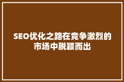 SEO优化之路在竞争激烈的市场中脱颖而出
