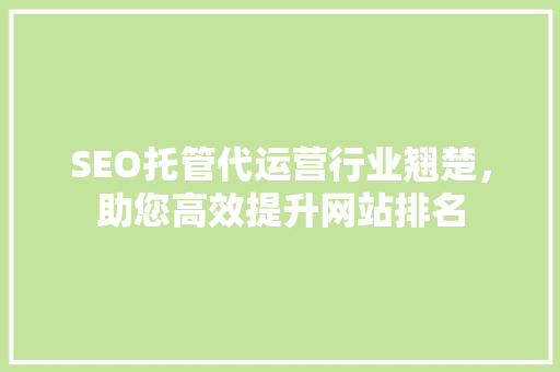 SEO托管代运营行业翘楚，助您高效提升网站排名