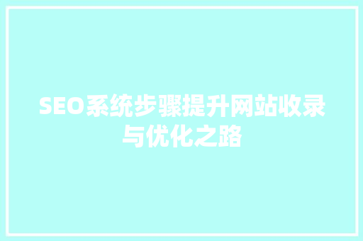 SEO系统步骤提升网站收录与优化之路