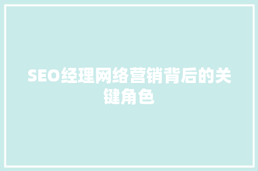 SEO经理网络营销背后的关键角色