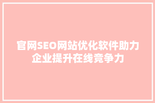 官网SEO网站优化软件助力企业提升在线竞争力