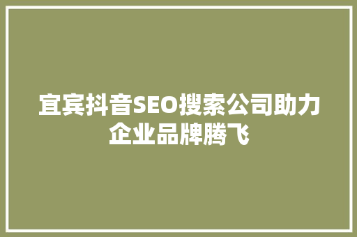 宜宾抖音SEO搜索公司助力企业品牌腾飞