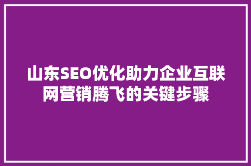 山东SEO优化助力企业互联网营销腾飞的关键步骤