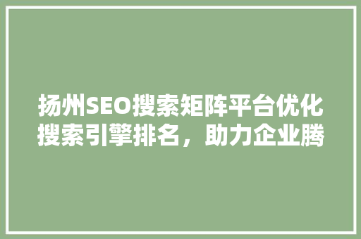 扬州SEO搜索矩阵平台优化搜索引擎排名，助力企业腾飞