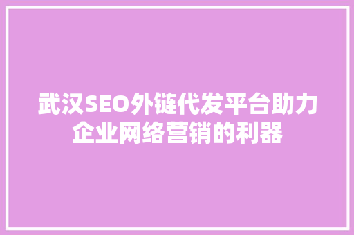 武汉SEO外链代发平台助力企业网络营销的利器