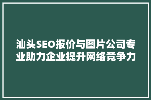 汕头SEO报价与图片公司专业助力企业提升网络竞争力