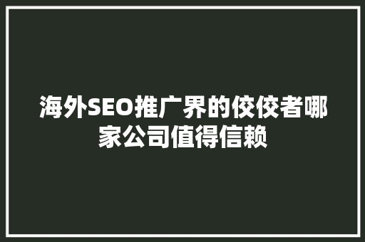 海外SEO推广界的佼佼者哪家公司值得信赖