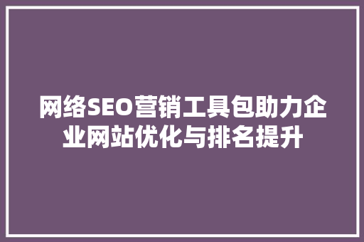网络SEO营销工具包助力企业网站优化与排名提升