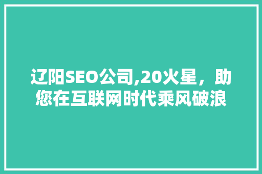 辽阳SEO公司,20火星，助您在互联网时代乘风破浪