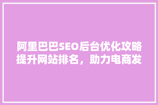 阿里巴巴SEO后台优化攻略提升网站排名，助力电商发展  第1张