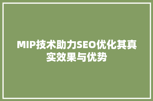 MIP技术助力SEO优化其真实效果与优势  第1张