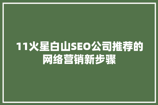 11火星白山SEO公司推荐的网络营销新步骤  第1张